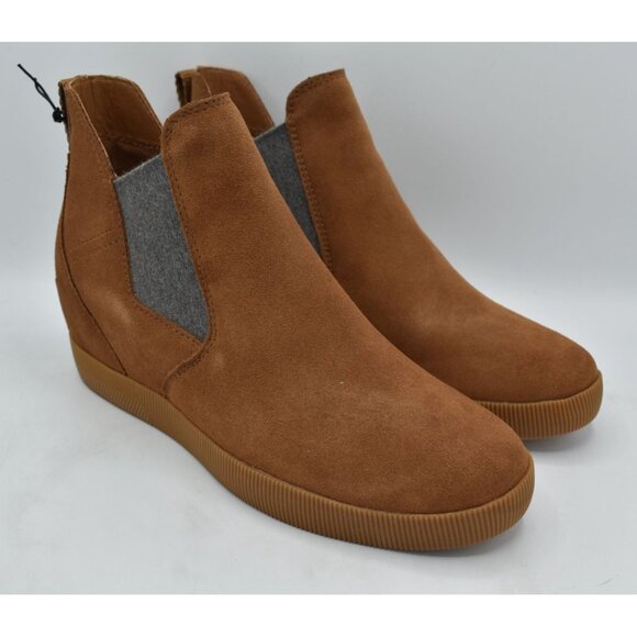 Sorel Womens Size 10 Out N About Wedge Velvet Tan Suede Gum 2 Waterproof Shoes - Picture 4 of 13